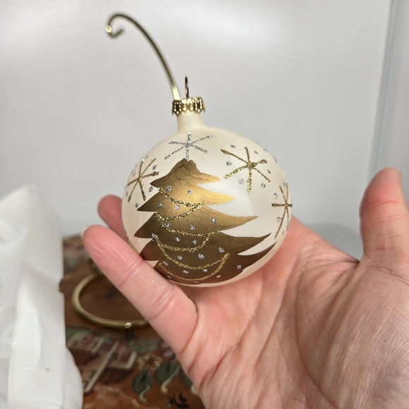Vintage Rauch for Target Ivory Frosted Gold Tree Glass Ornament Set‎ of 4 Stars - Picture 11 of 16
